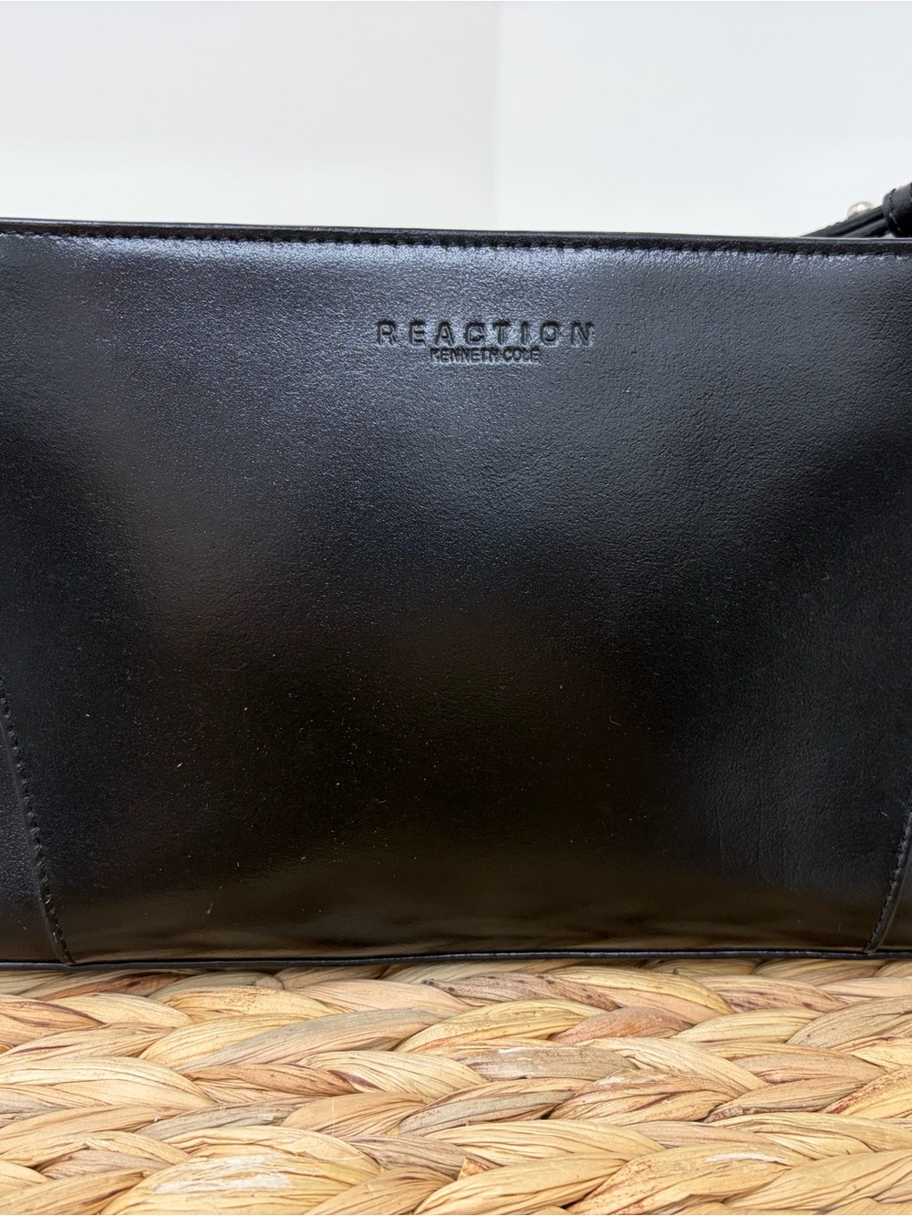 Kenneth Cole Reaction Black Leather Satchel Bag